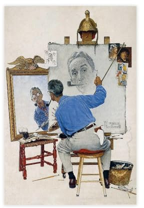 AAVEDA Norman Rockwell, Selbstporträt, Leinwand-Poster, Wandkunst, Dekor, Bild, Gemälde für Wohnzimmer, Schlafzimmer, Dekoration, ungerahmt, 30 x 45 cm