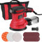 Random Orbit Sander 300W 2.5-Amp Orbital Sander with 6 Variable Speeds, 13000 RPM, 20 Sanding Discs, 3 Polishing Pads, Tool Bag, Efficient Dust Collector for Woodworking, Sanding, Detailing, Finishing