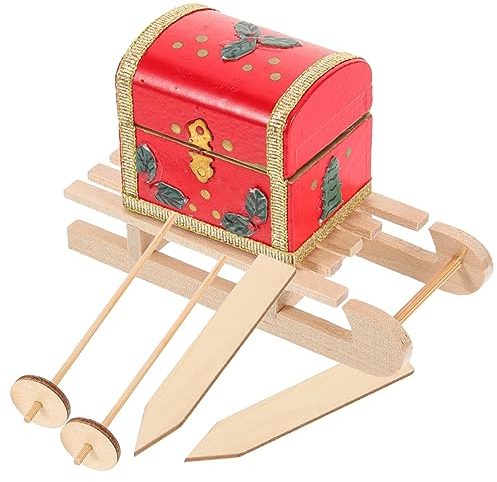 ibasenice 1 Satz Weihnachts-Miniatur-dekor Weihnachtsdeko Miniatur-Schlitten-Ornament Puppenhaus-weihnachtsset Mini-weihnachtsboxen Mini-hausverzierung Hölzern Essen Spielen 6-teiliges Set