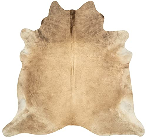 vidaXL Teppich, Bodenteppich Pflegeleicht, Teppich für Wohnzimmer Schlafzimmer, Hochflor Teppich Vorleger, Beige 180x220 cm Echtes Rindsleder
