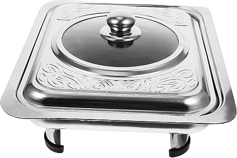 DECHOUS Steel Buffet Rectangular Buffet Server Chafing Dish Inserts Warm Buffet Server Buffet Server Warming Tray Hot Plate Restaurant Supplies Modular Stainless Steel Banquet