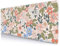 Sxckang Sous-main de bureau à motif floral rose, bleu, XL, feuilles vertes, base en caoutchouc antidérapant, bords cousus pour femme, gamer, bureau, accessoires d'ordinateur, 80 x 30 cm
