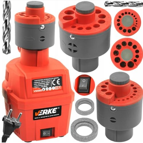 Verke Affilatore Elettrico Punte Trapano 90 W Affilapunte Doppia Testa Per Punte da 3-16 mm Mola Pietra