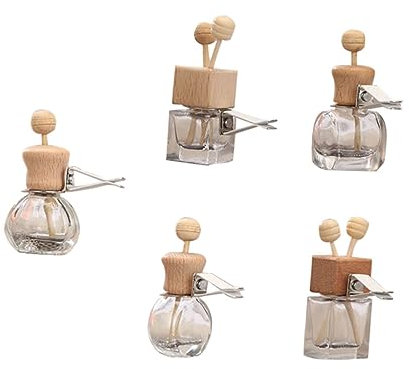JECOMPRIS 5stücke Auto Lüftung Aroma Glasflasche Ätherisches Öl Flasche Diffusor Duft Flasche Mit Clip Für Auto Zuhause Büro