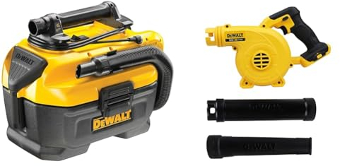 DeWalt - Aspirateur de Chantier Classe L - DCV584L-QW - Aspirateur 7,5L sur Secteur ou Batteries XR & Souffleur Compact XR 18V - DCV100-XJ - sans Fil - Souffleur Electrique avec Tube