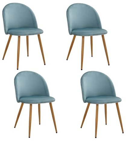 JZGORC Lot de 4 chaises de salle à manger en velours doux, pieds en métal, rembourrage réglable - vert
