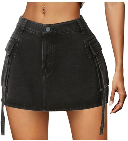 Jeansrock Damen Kurz Grau, Minirock Schwarz Damen, Hüftrock Hoher Bund Eng Jeans Rock Y2K Mode Bleistiftrock Retro Skinny Sommer Rock Versatile Beiläufig Unterrock Sommer