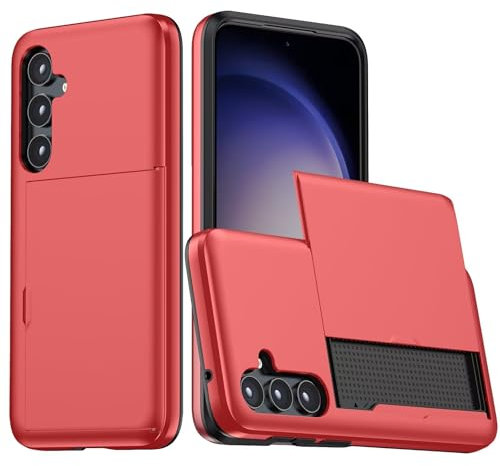 Beajew Handyhülle für iPhone 12 Mini/iPhone 13 Mini Case Silikon, mit Kartenfach Silikon TPU Handyhülle Dünn Weiche Stoßfest Flexibel Handy Tasche Bumper Brieftasche Case, Rot
