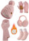 Voqeen Mütze Schal & Handschuh-sets für Damen Wintermütze Schal Handschuhe Set Damen Beanie Mütze Langer Schal Touchscreen Handschuhe Socken Ohrenschützer 5 in 1 Set mit Fleece gefüttert Für Frauen