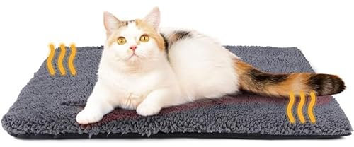 Aomhrek Warme Haustierdecke für Hunde und Katzen, rutschfeste Unterseite, Plüschmatte, für den Innen- und Außenbereich, 61 x 45 cm, für Welpen, Kätzchen, Haustierbett