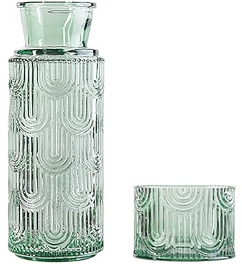 Nachttisch-Wasserkaraffe, Großes Nachttisch-Wasserkaraffe und Glas-Set, Nachttisch-Nachtkaraffe, Krug und Wasserglasbecher, Vintage-Glas-Wasserkrug mit Tassen-Set für