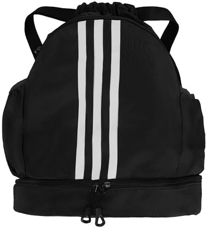 AIOWZZY Turnbeutel für Jungen Kinder Damen Herren,Sportbeutel Sportrucksack mit Breit Kordelzug Netztasche Ball-Fach,Sporttasche Basketball Tasche Rucksack Gym Bag schwarz fussballtasche