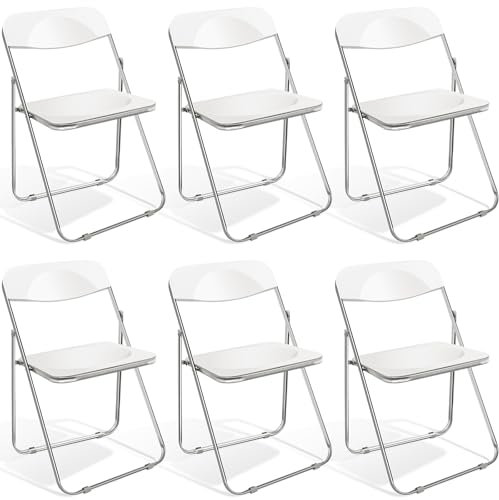 ANVOFONG 6er Set Klappstuhl,Klappstühle Mit Metallgestell,PP-Material Klappsessel,Campingstuhl Klappstuhl,Balkon Garten Stühle,Klappstühle für Gäste und Veranstaltungen-weiß