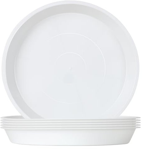 Muzhira 6 Stück Blumentopf Untersetzer, Untersetzer für Blumentöpfe, Kunststoff Blumenuntersetzer für Innen- und Außenpflanzen - 26cm/Weiß