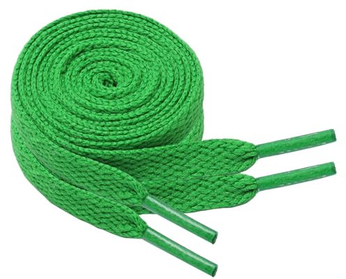 North Bund 2 pares de cordones planos para zapatillas de deporte 8mm Cordones planos de recambio para zapatillas de deporte Verde 130cm