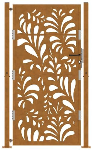 Gecheer Gartentor Metalltor Hoftor Tor Pforte Gartenpforte Gartentür Zauntür Einzeltor 105x180 cm Wetterfester Stahl Wellen-Design