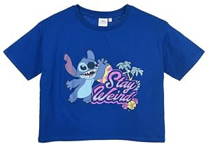 Disney Stitch Crop Top Stay Weird Camiseta para niñas (IT, edades, 12 años, regular, azul)