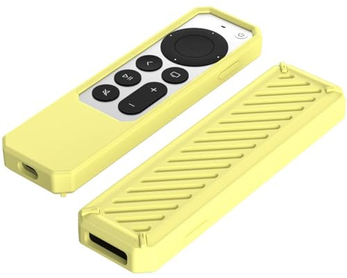 LIUZIHAN Funda Compatible con Apple TV 4K 2021, Ultradelgado Silicona Case Cover, Anti-caída, Portátil, Carcasa Compatible con Apple TV 4K 2021 Mandos a Distancia.(Amarillo)