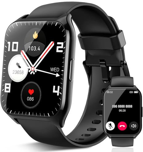 Smartwatch Uomo Donna, 1.85 HD Orologio Smartwatch con Effettua/Risposta Chiamate, 112 Sportive Smart Watch con Contapassi/Sonno/Cardiofrequenzimetro, IP68 Orologio Fitness Tracker per Android iOS