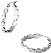 Purelei® PURELEI Koko Creolen – Edle Ohrstecker, Ohrhänger mit matten ovalen Details & Metallkügelchen – Edelstahl in Gold, Silber oder Roségold – 24 mm Durchmesser (Silver)