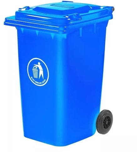 Recycling Wheelie Bin Dustbin Rubbish Waste Trash Kitchen Home Office 100L 120L EN840 | Outdoor Rubbish Waste with Wheels | Recycling Food Dustbin (Blue, 120)