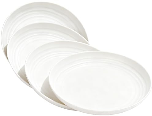 4 Pcs Unbreakable Dinner Plates, 7.8'' Reusable Lightweight Plastic Plates | Salad Dishes Plate for Pizza, Pasta, Bread, Snack, Dessert, Microwave and Dishwasher Safe (White)