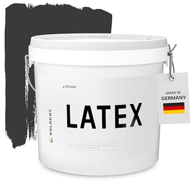 Kolorat® Latexfarbe, Schwarz/Tiefschwarz 2.5L – Abwaschbar & seidenmatt | Hochdeckend, geruchsarm, abwaschbar, seidenmatt, für Küche, Bad & Flur, atmungsaktiv