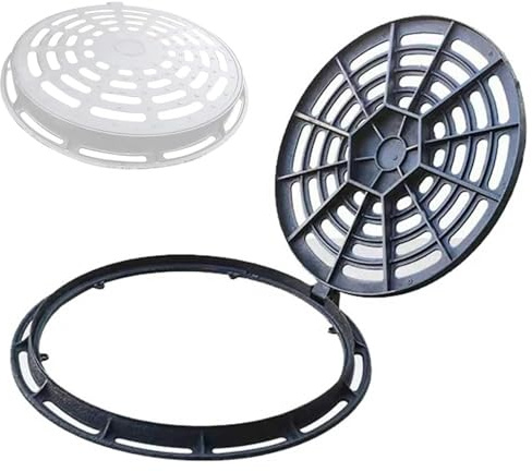Couvercle de Regard Extérieur, Grille de Drainage en Fonte Ductile avec Base, Grille Caillebotis pour Allée, Béton, Cour, Charge 3 Tonnes(70 * 80cm/28 * 32in)