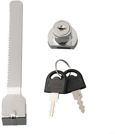 Verrou coulissant en verre pour vitrines, serrure de porte en alliage de zinc avec 2 clés, argenté, convient au verre de 2 à 8 mm d'épaisseur (taille L)