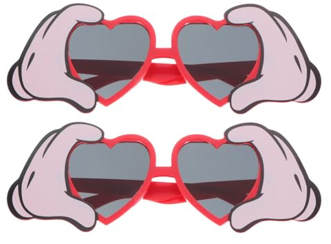 ELAYARD Lot de 2 Verres Décoratifs Amusants en ABS, Accessoires Photo Créatifs pour Fêtes, Design Cœur des Mains, et Événements Festifs