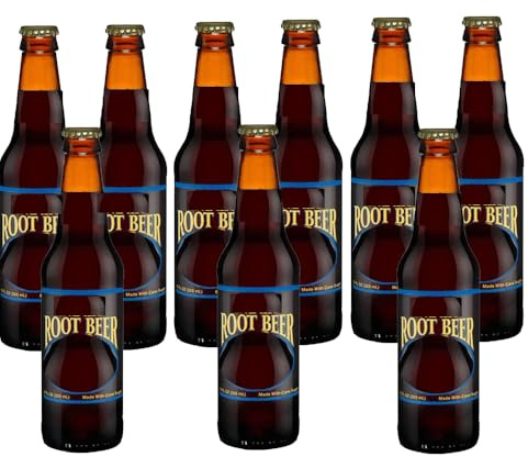 Root Beer Claccic American Soda Glass Bottle 330ml - Smooth taste with a kick, Refreshining Soft Drinks - sc (9 x Bottles)