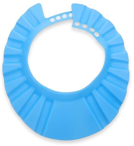 Adjustable Hair Washing Shield, EVA Waterproof Shampoo Shower Cap with Drainage Brim, Lightweight Elastic Bath Visor Hat Protects Eyes Ears