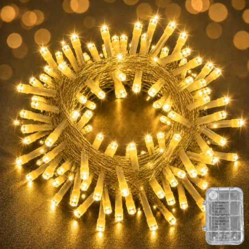 LEEDLIT Fairy Lights Battery Operated - 20m 200LEDs String Lights 8 Modes | Warm White Battery Powered Battery Lights with Timer, IP44 Waterproof Christmas Lights for Outdoor/Indoor/Garden/Bedroom/Tree