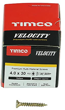 TIMCO Velocity Premium Multi-Use Countersunk Gold Woodscrews - 4.0 x 30 - Box of 200