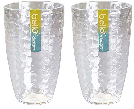 Bello Set of 2 Tall Clear Re-usable Plastic Tumbler Ideal for Picnics, BBQs & Parties