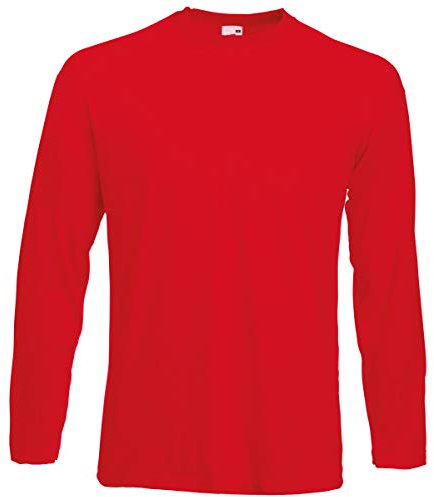 Fruit of the Loom Men's Valueweight Long Sleeve T-Shirt, Red, Small