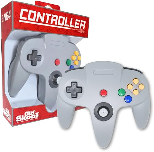 Old Skool Joystick clásico con cable compatible con sistema de juego Nintendo 64 N64, color gris
