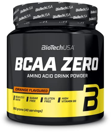 BioTechUSA BCAA Zero | Acides aminés essentiels en poudre | 6g BCAA avec L-Leucine instantanée | Vegan | Sans sucre, sans lactose, sans gluten, 360 g, Orange
