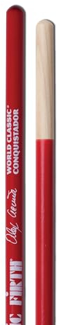 Vic Firth World Classic Signature Baguettes pour Timbale, Alex Acuña ’Conquistador’, Rouge
