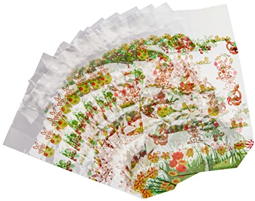 folia 252 - Zellglasbeutel mit Osterdruck, ca. 14,5 x 23,5 cm, 10 Stück - zum individuellen Verpacken von Keksen, Süßigkeiten und vielem mehr