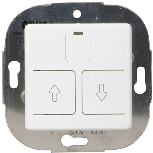 Opus 512.614.37 El.Rollladenschalter, pw mit Abdeckung 230V, max. 750VA, polarweiß