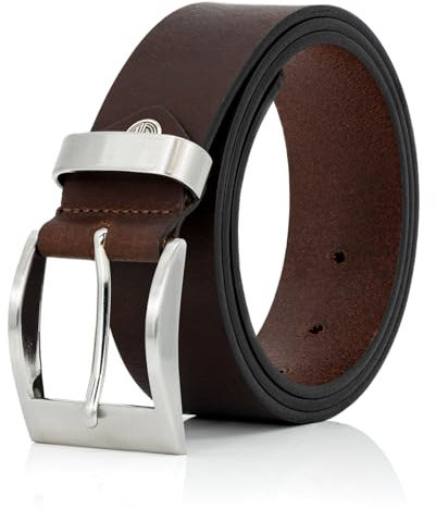 LINDENMANN Leder-Gürtel Herren 40 mm breit, Gürtel Herren Vollrindleder dunkelbraun, Größe/Size:90