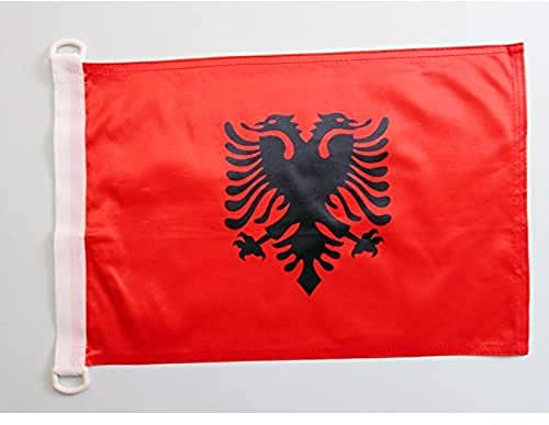 AZ FLAG Bandiera Navale Albania 45x30cm - Bandiera Maritima Albanese 30 x 45 cm speciale Nautismo, Padiglione Nautico