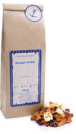 Früchtetee lose Früchtetee Knusper Knaller Apfel, Rote-Bete, Ananas, Zimt, Papaya, Korinthen, Popcorn, Kokosnusschips, MANDEL Früchte Tee Apfel-Zimt 500g