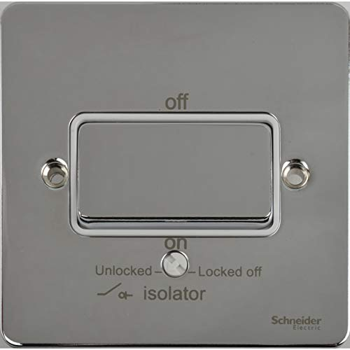 Schneider Electric Ultimate Flat Plate - Single Fan Isolator Switch, 3 Pole, 16AX, GU1213WPC, Polished Chrome with White Insert