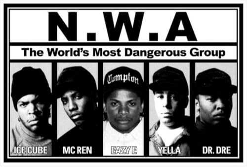 Buyartforless N.W.A. Lineup 36x24 Music Art Print Poster - Ice Cube - MC Ren - Eazy E - Yella - Dr DRE
