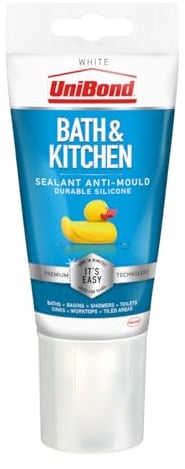 UniBond 2079321 Anti-Mould Sealant / White Silicone Sealant for Kitchen and Bathroom / 1 x 147 g Tube