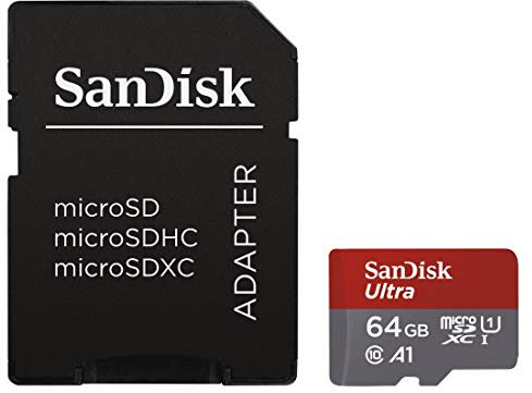 SanDisk Ultra 64GB microSDXC Memory Card + SD Adapter with A1 App Performance up to 100MB/s, Class 10, U1