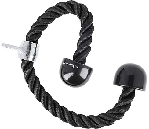 HMS Trizepsseil Bizeps Seil trizepstau zum herunterziehen mit rutschfesten Griffen Fitness Kabelzuggriff Nylon Twisted Pull Down Seil 70cm Doppelgriff