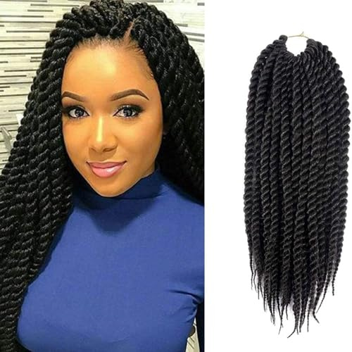 Havana Twist Crochet Cheveux, Mambo Twist Sénégalais Crochet Tresse Extensions Cheveux, 45.72 cm, 6 Paquets(12 Mèches par Paquet)